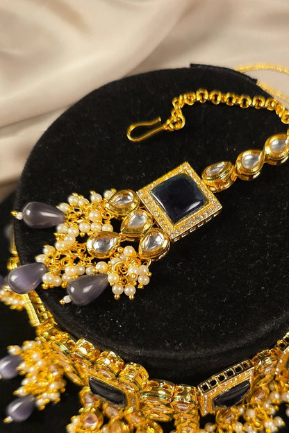 Maleehan - Kundan Bridal Jewellery Set - Blue
