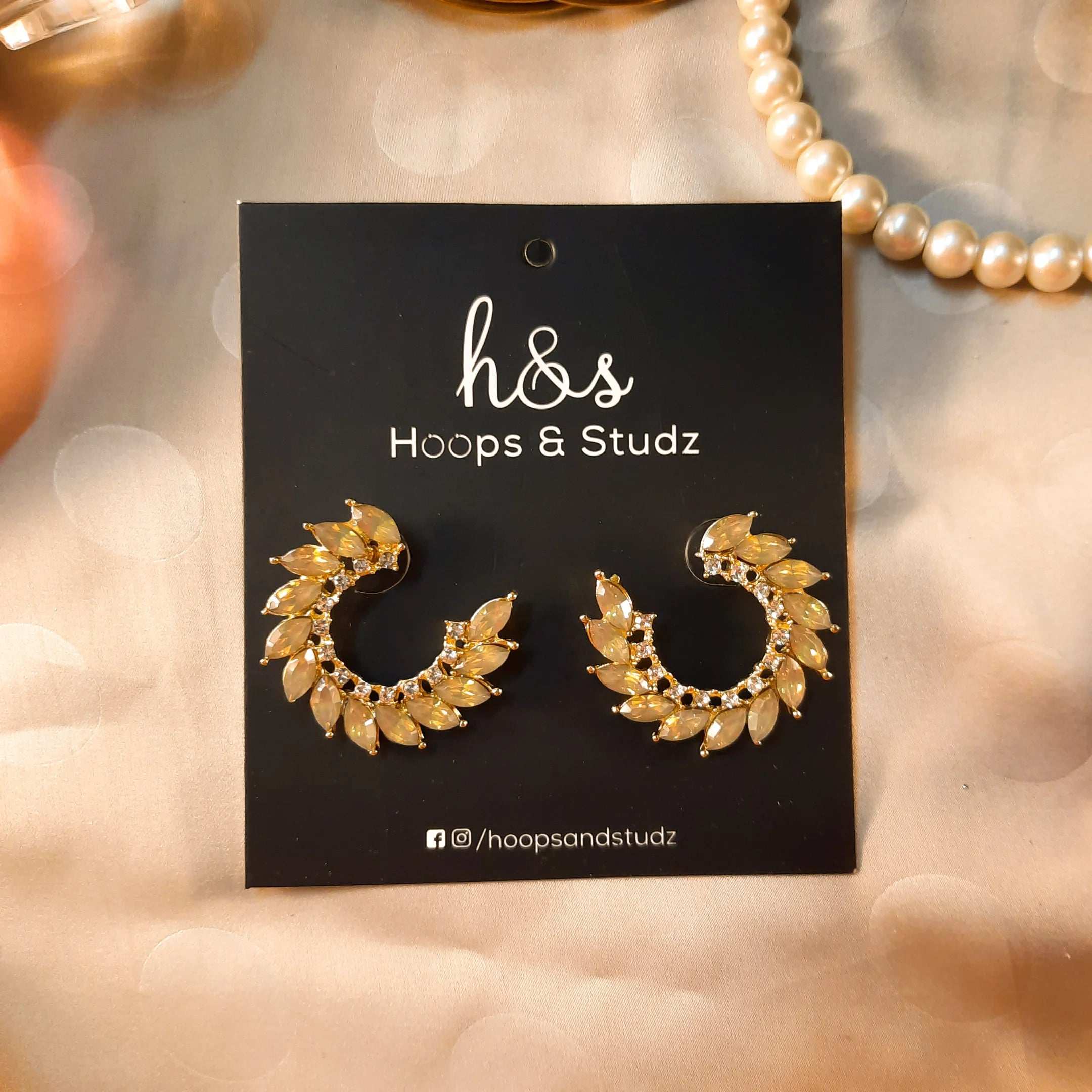 Moon Zircon Studs- Champagne