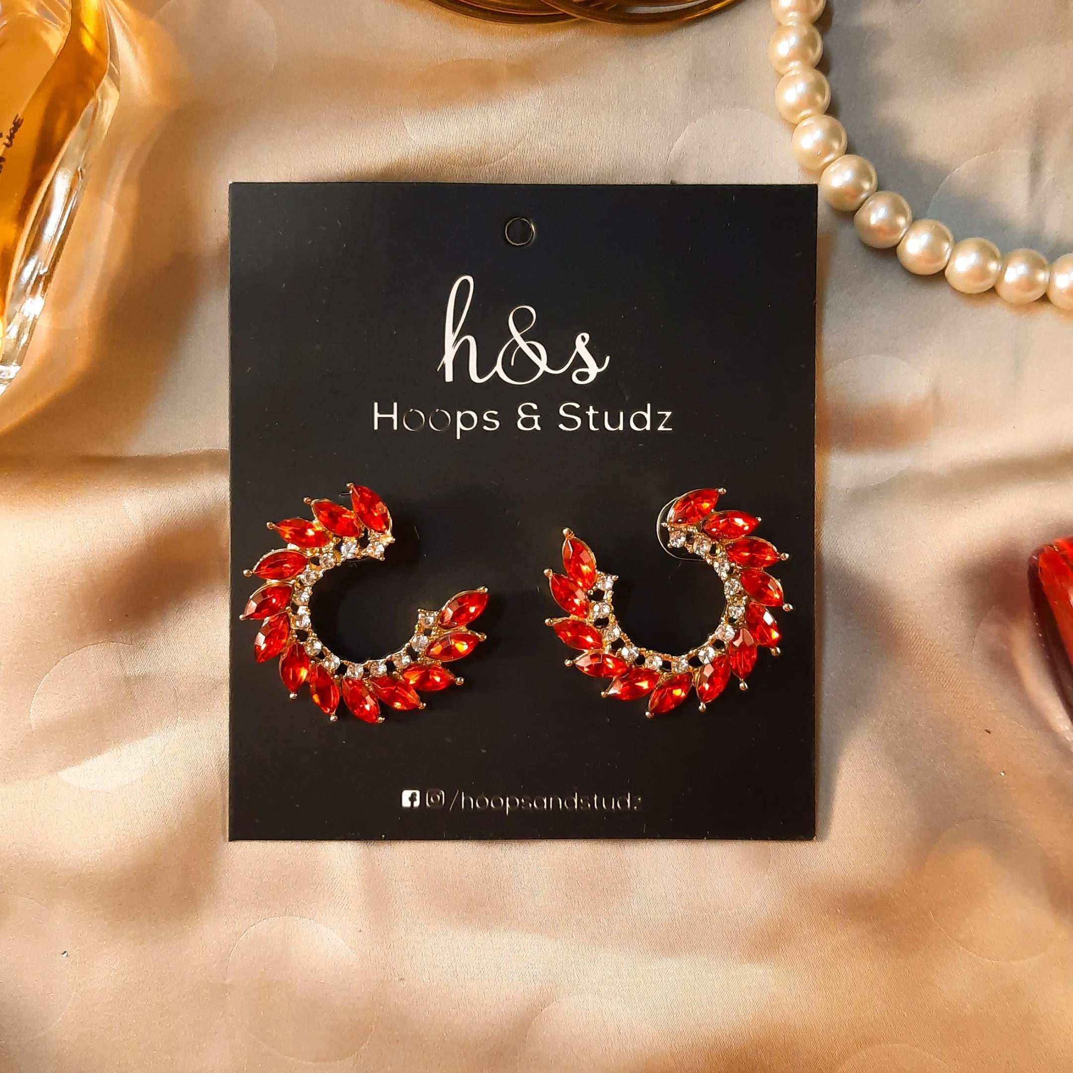 Moon Zircon Studs- Red