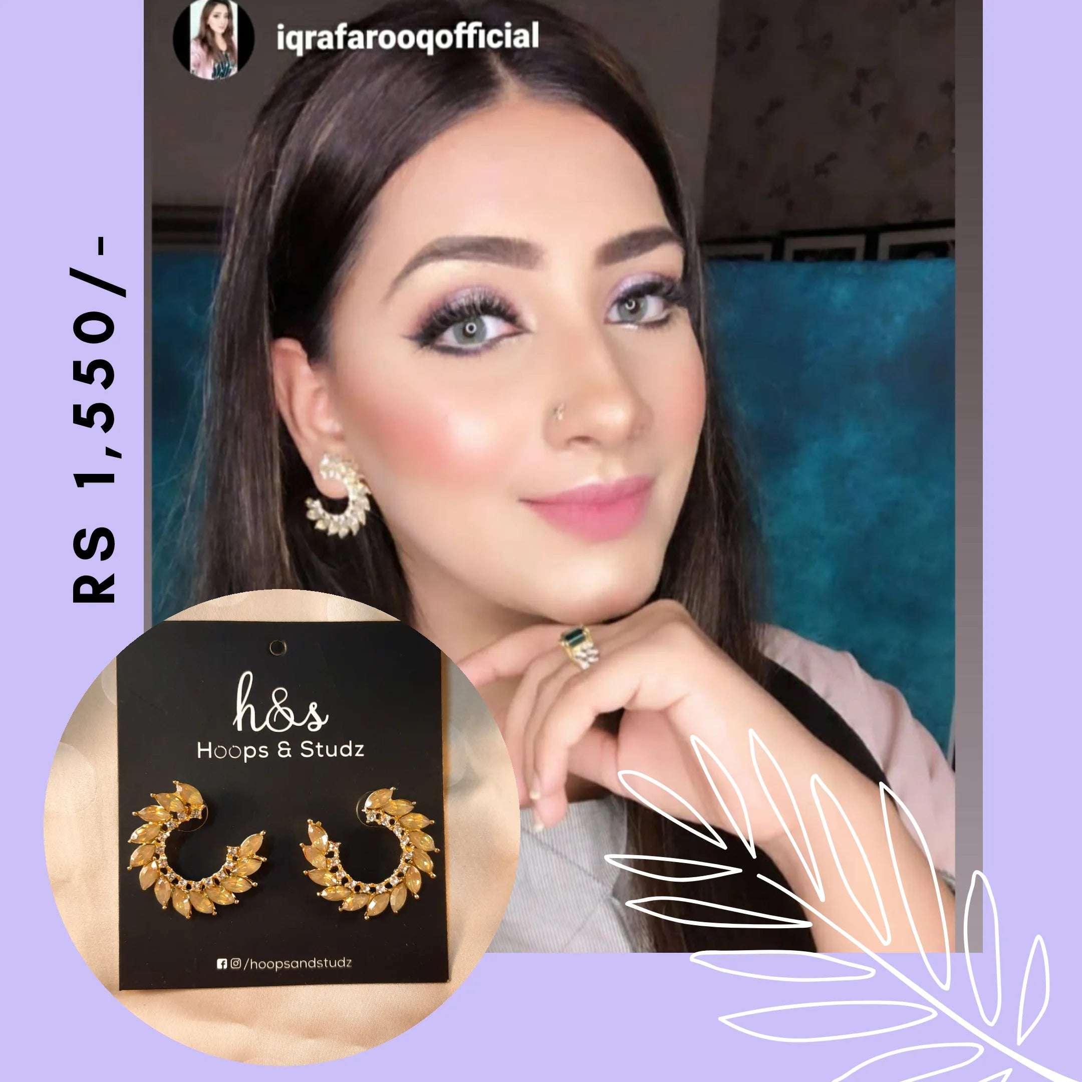 Moon Zircon Studs- Champagne