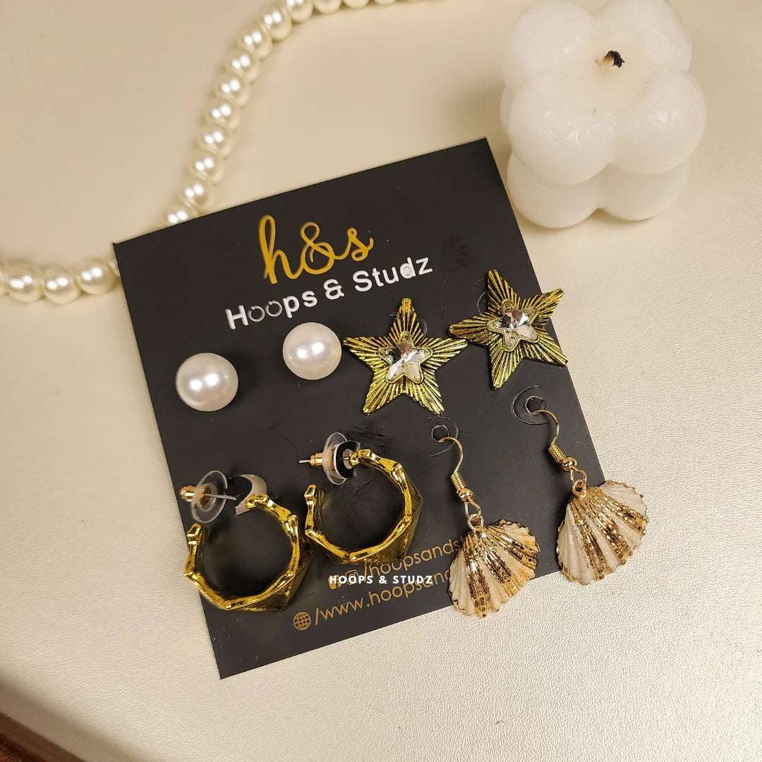 Pack of Four Earrings - Sea Theme