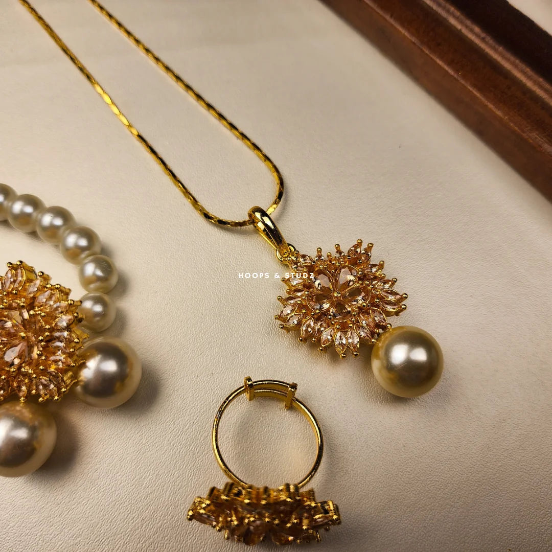 Crown & Pearls Pendant Set