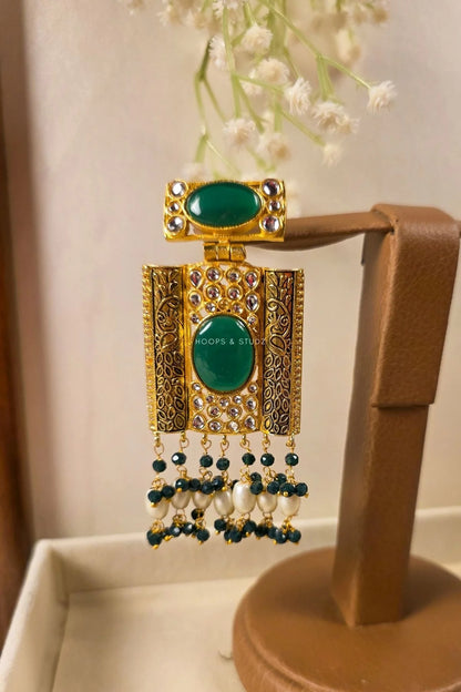 Fabeeha Tribal Drop Earrings | Stone Gold Earrings