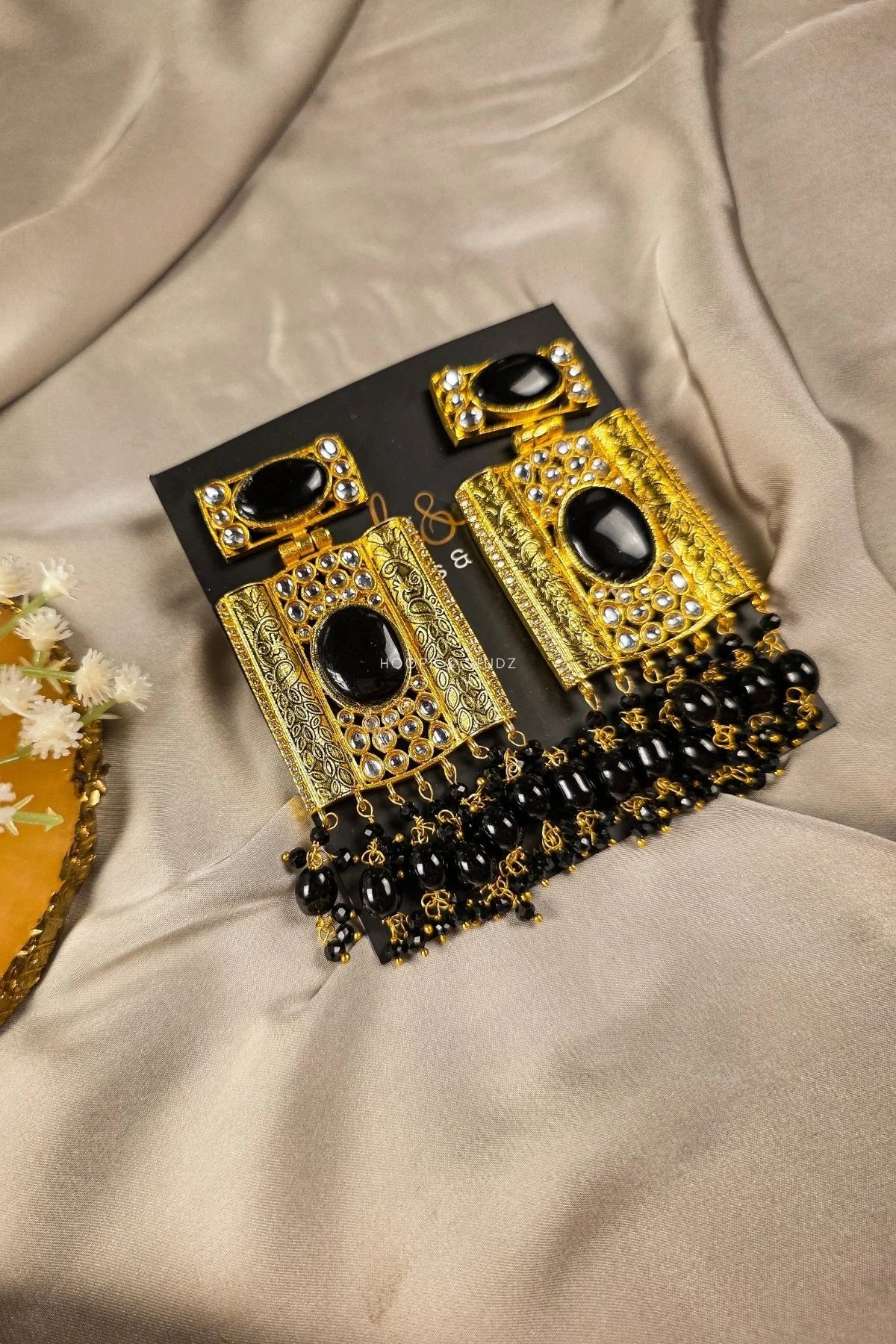 Fabeeha Tribal Drop Earrings | Stone Gold Earrings
