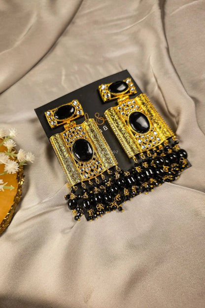 Fabeeha Tribal Drop Earrings | Stone Gold Earrings