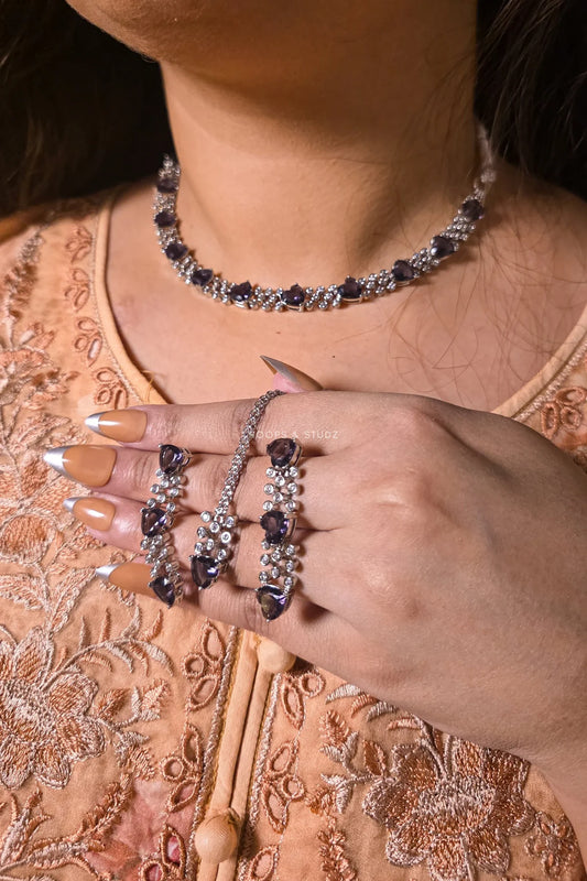 Lily Zircon Necklace Set — Heart-Cut Statement Set
