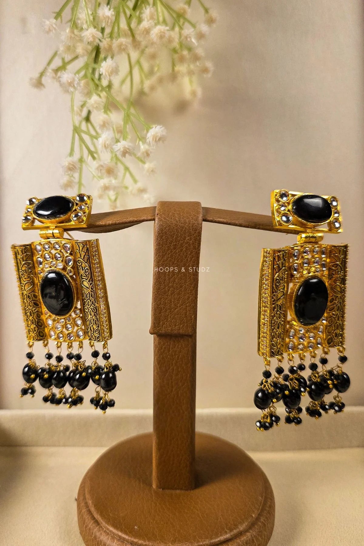 Fabeeha Tribal Drop Earrings | Stone Gold Earrings