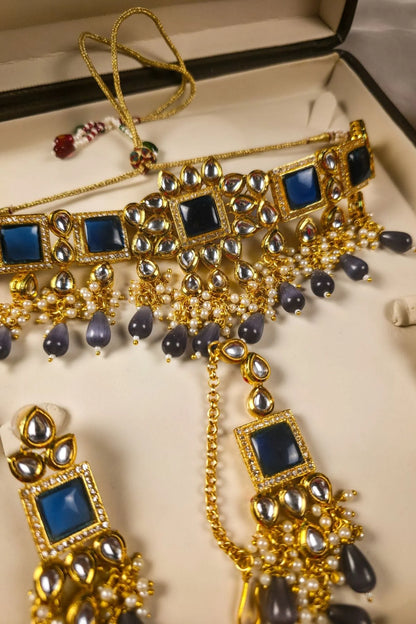 Maleehan - Kundan Bridal Jewellery Set - Blue