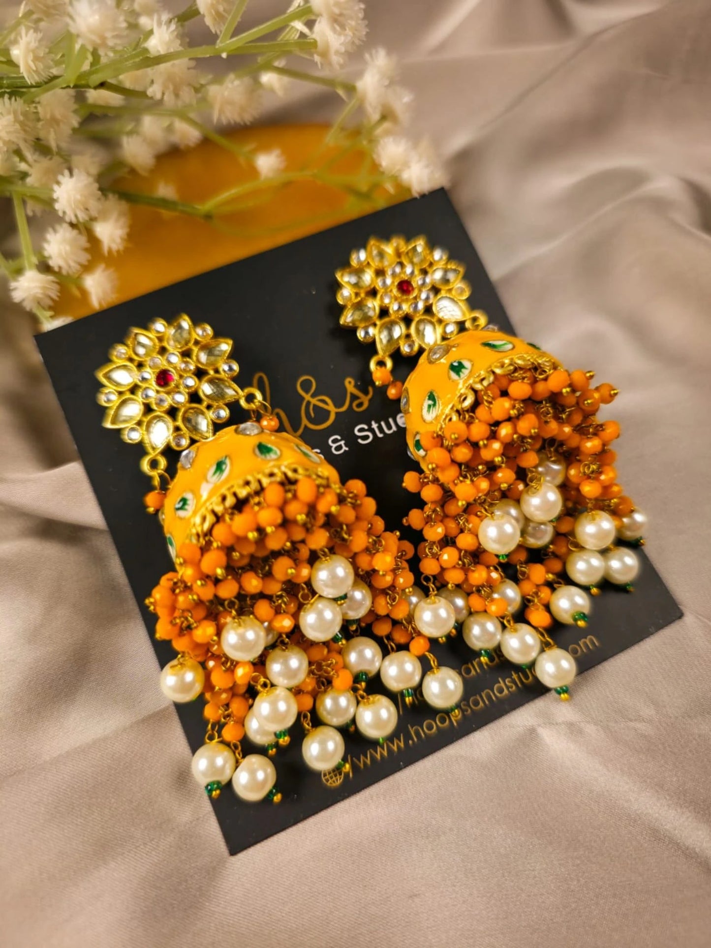 ShahNoor Jhumky Kundan Earrings | Meenakari Jewelry