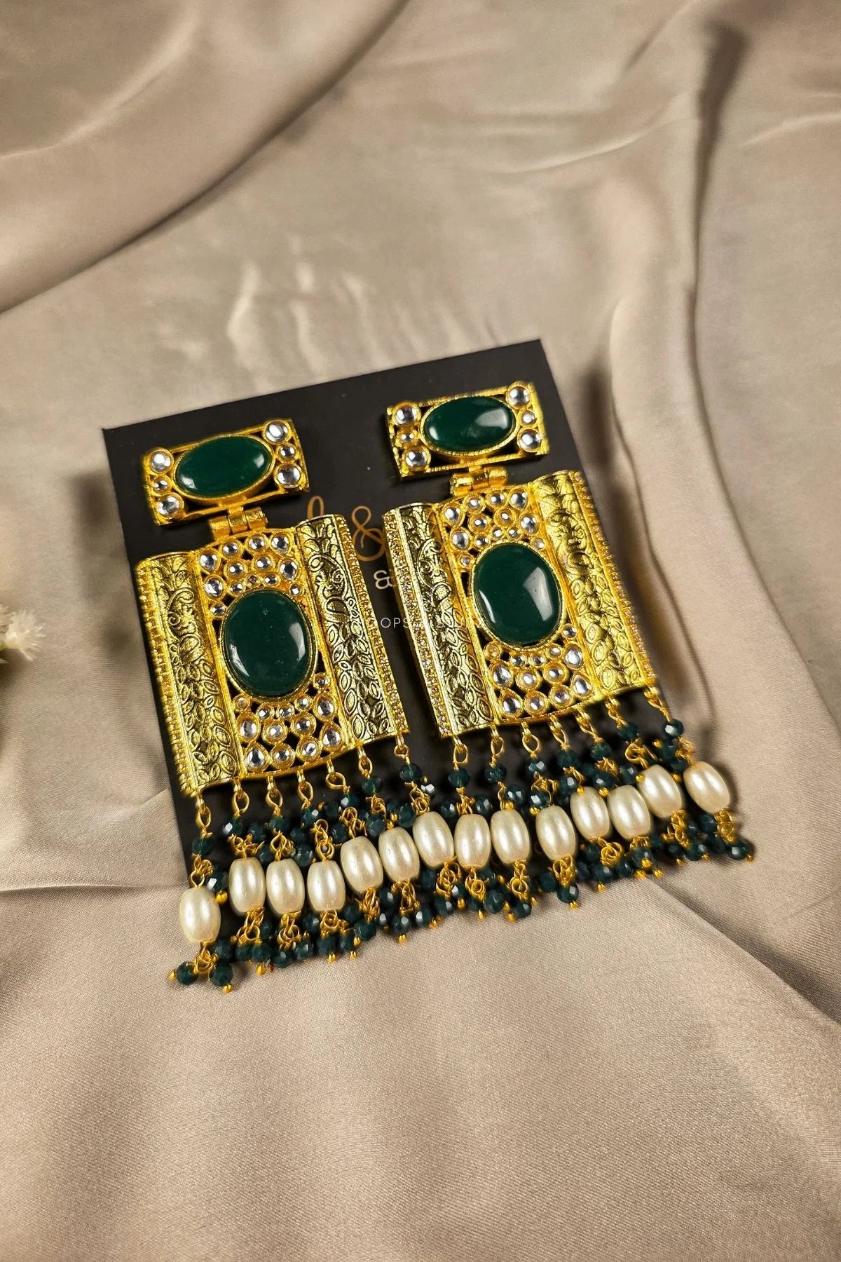 Fabeeha Tribal Drop Earrings | Stone Gold Earrings