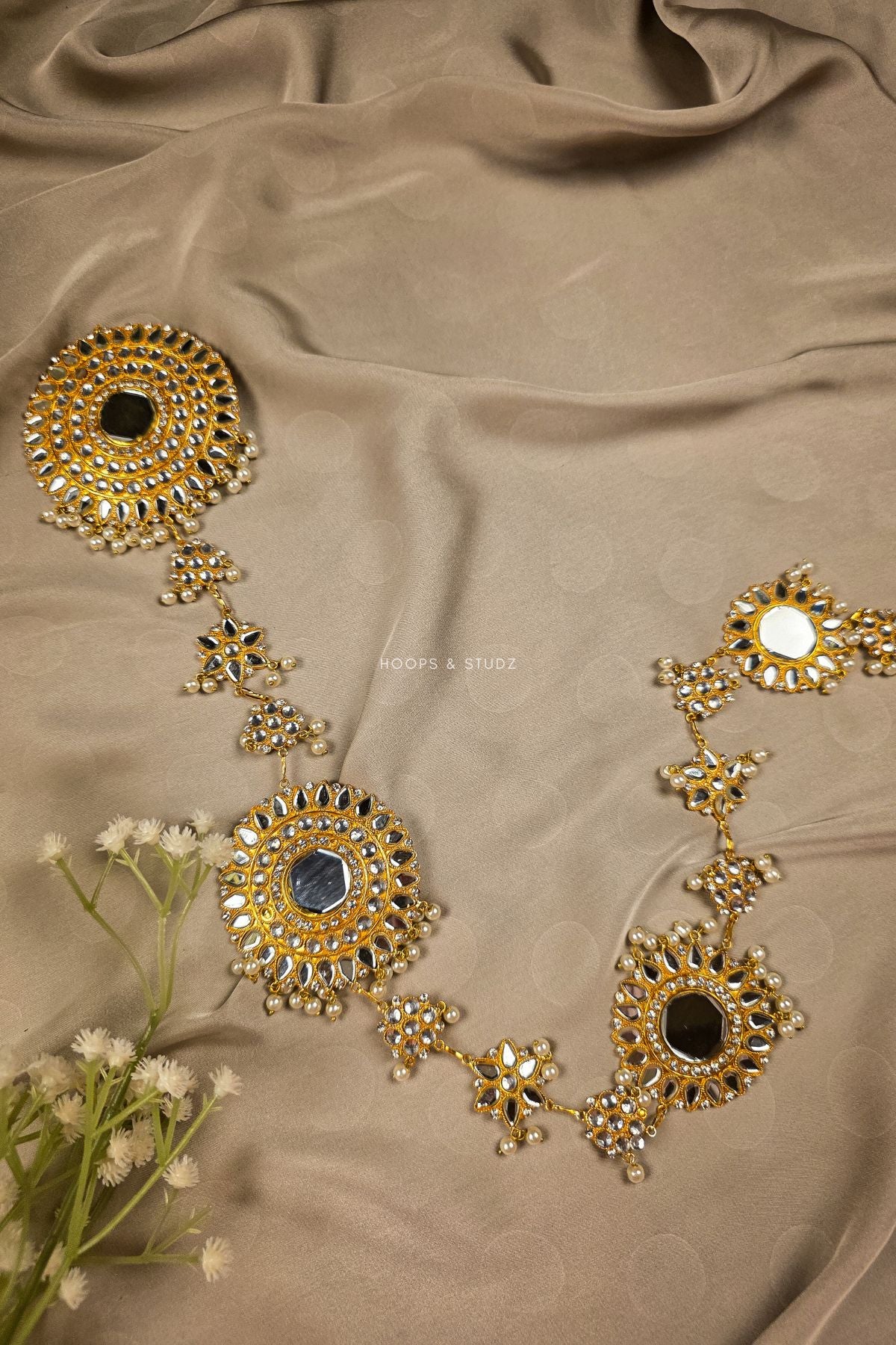 Kundan Mirror Hair Paranda Design 1