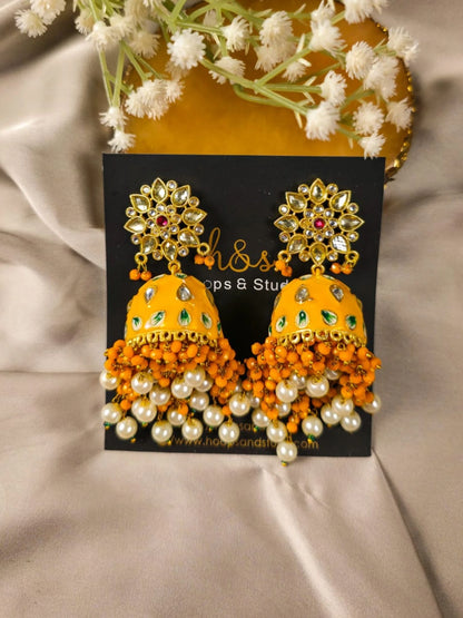 ShahNoor Jhumky Kundan Earrings | Meenakari Jewelry