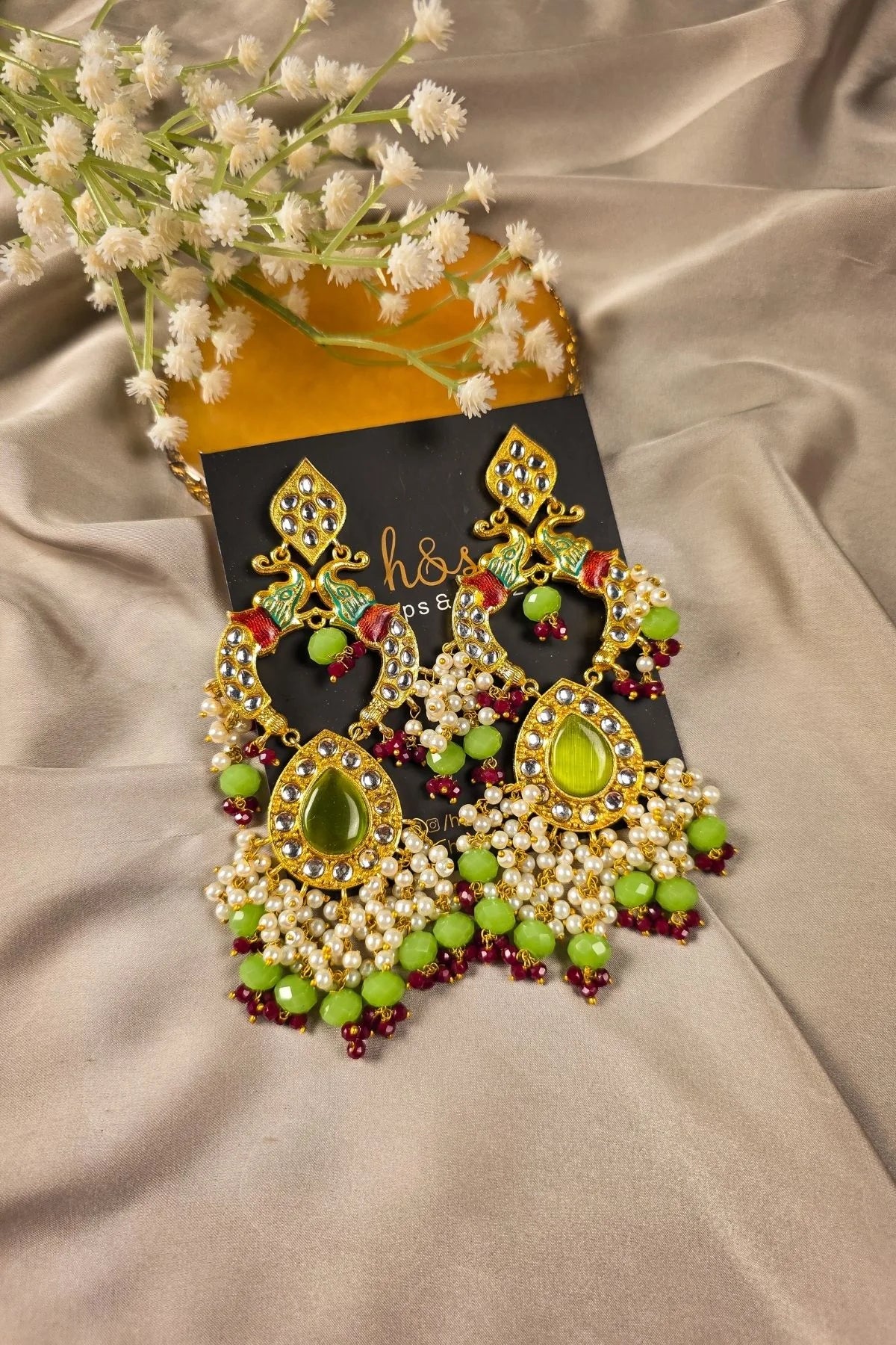 Lehna Peacock Jhumka