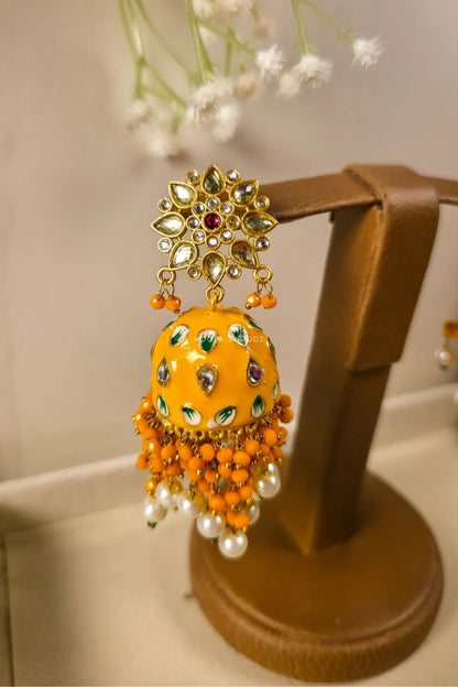 ShahNoor Jhumky Kundan Earrings | Meenakari Jewelry