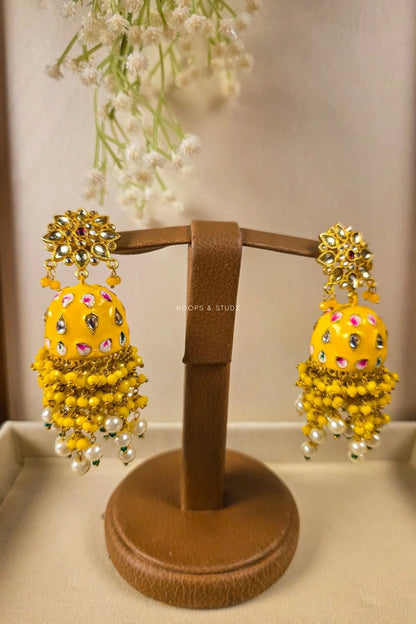 ShahNoor Jhumky Kundan Earrings | Meenakari Jewelry