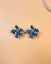 Hibiscus Flower Ear Studs -Turquoise Blue