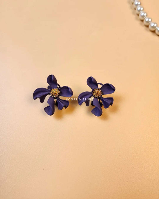 Hibiscus Flower Ear Studs - Purple