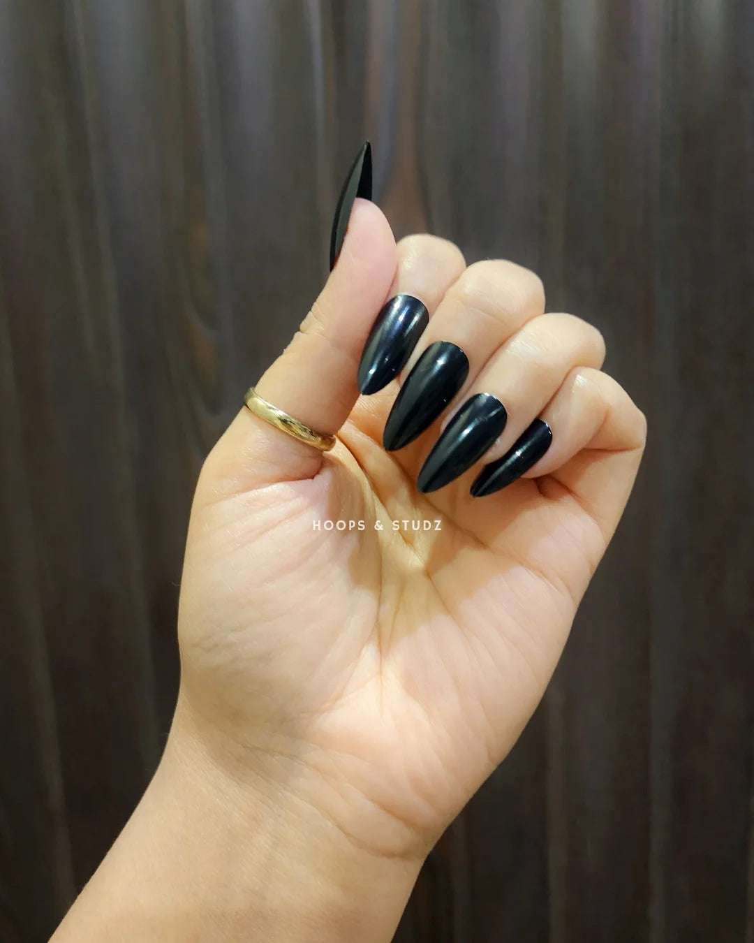 Black Matte Almond Shape Press on Nails - N003