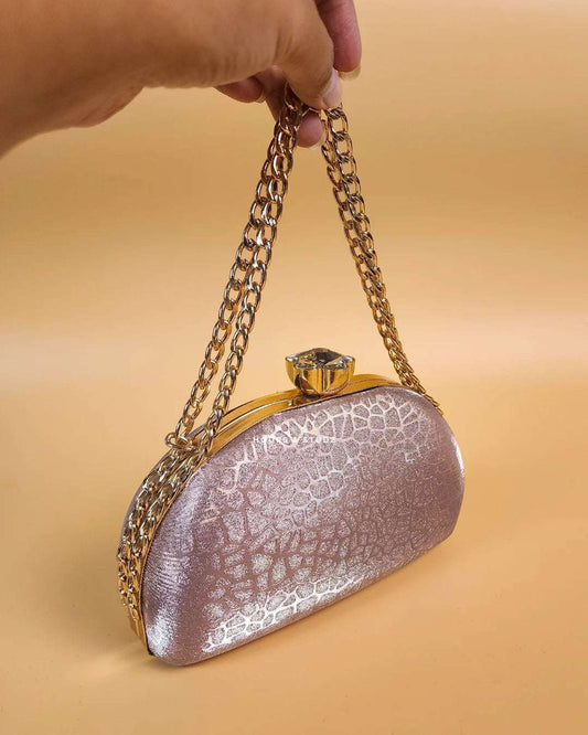 Veronica Shimmery Powder Pink Fancy Women Clutch