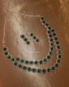 Victoria Double layered Zircon Jewellery Set - Green