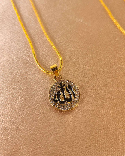 ALLAH gold plated pendant in Zircon
