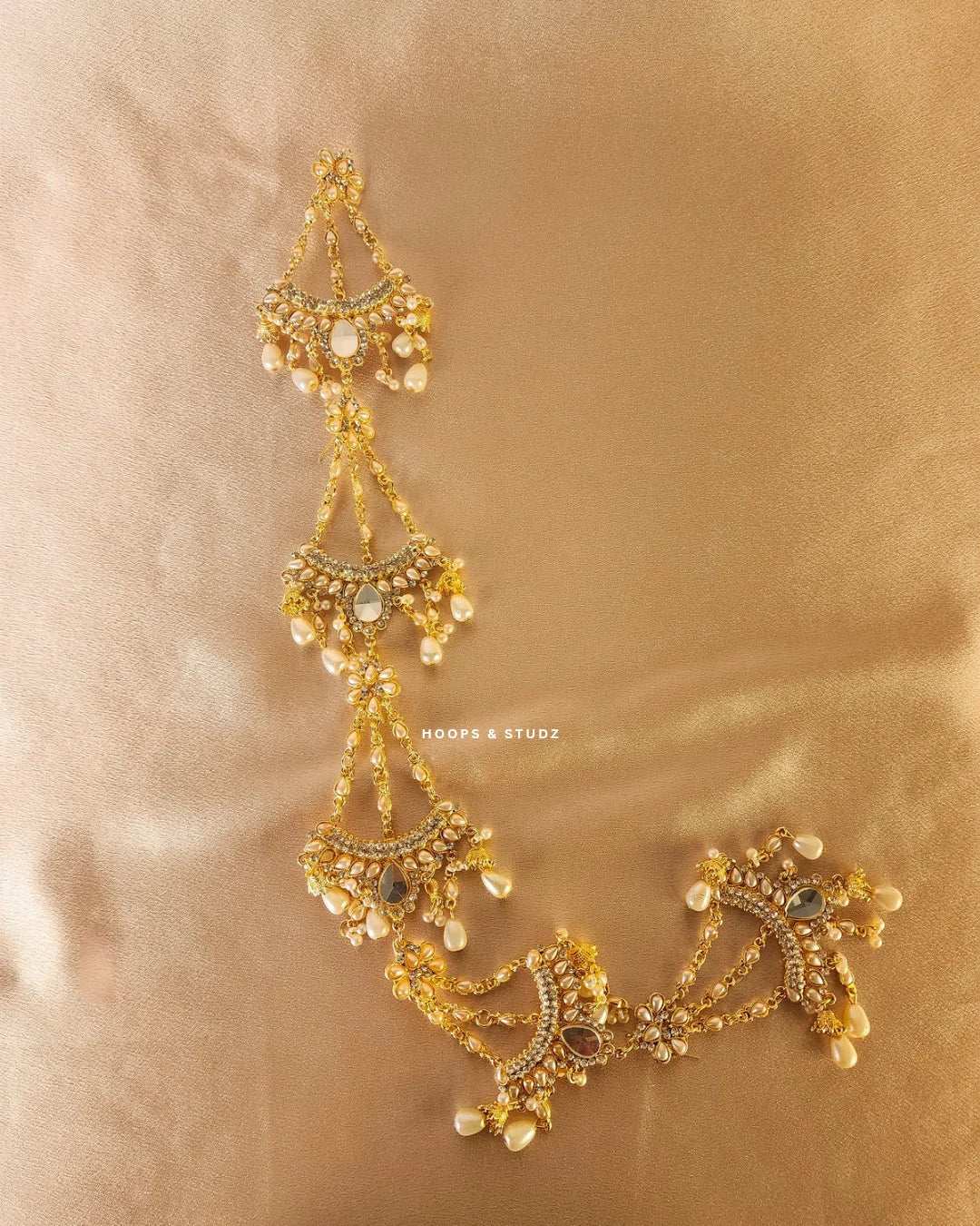 Pearly Kundan Hair Paranda - Head Accessories