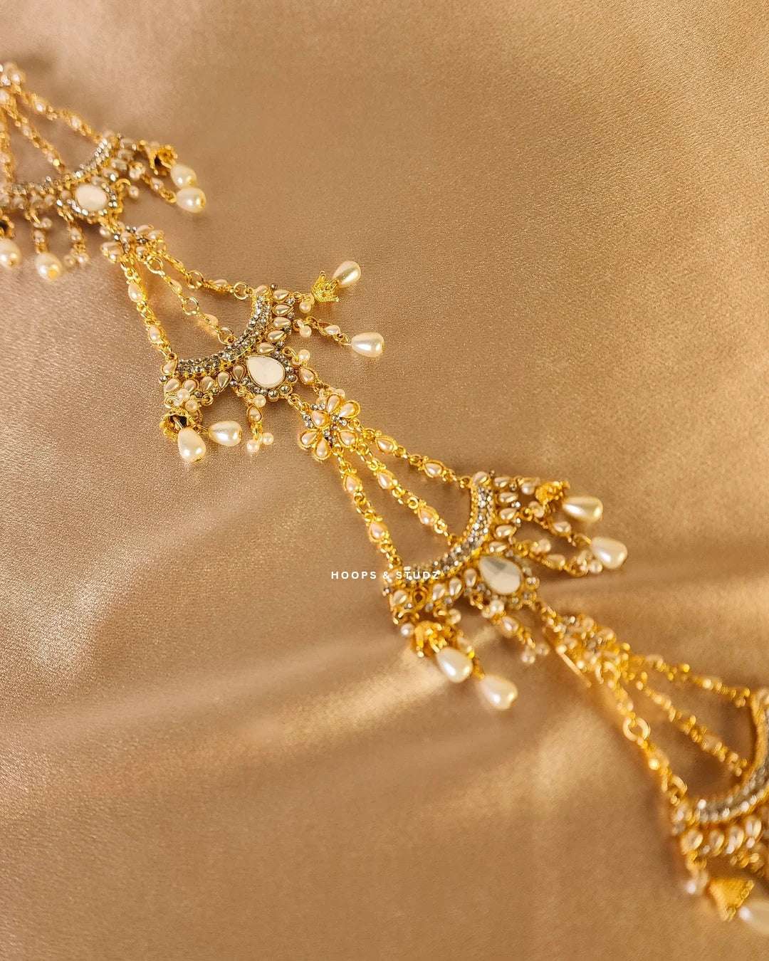 Pearly Kundan Hair Paranda - Head Accessories