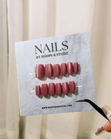Cat eye Pink Press on Nails - N018