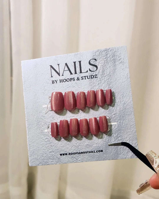 Cat eye Pink Press on Nails - N018