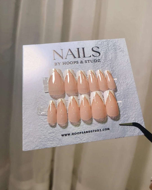 French Tips with Glitters Press on Nails - N017
