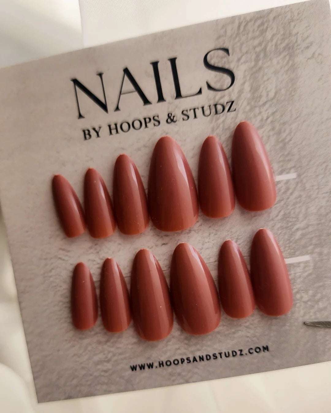 Browm Matte Almond Shape Press on Nails - N010