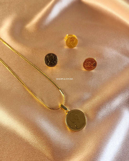 Dual Side Coin Locket Set - Anti Tarnish