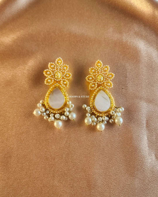 Tabassum Casting Earrings - Pearl White