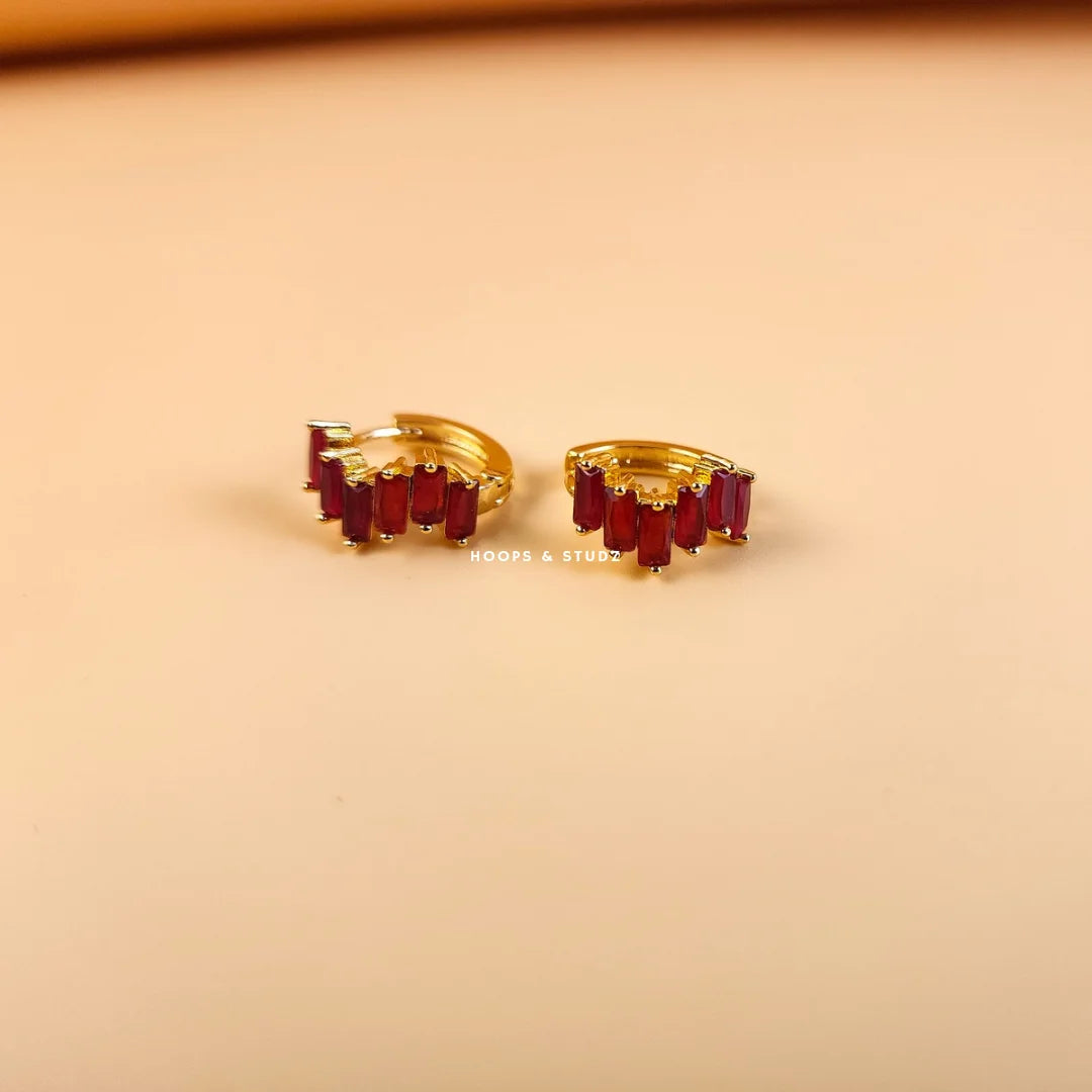 Nisa Hoop Earrings - Red