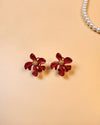 Hibiscus Flower Ear Studs -Deep Red
