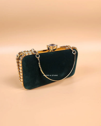 Emma emerald rhinestones two-way clutch