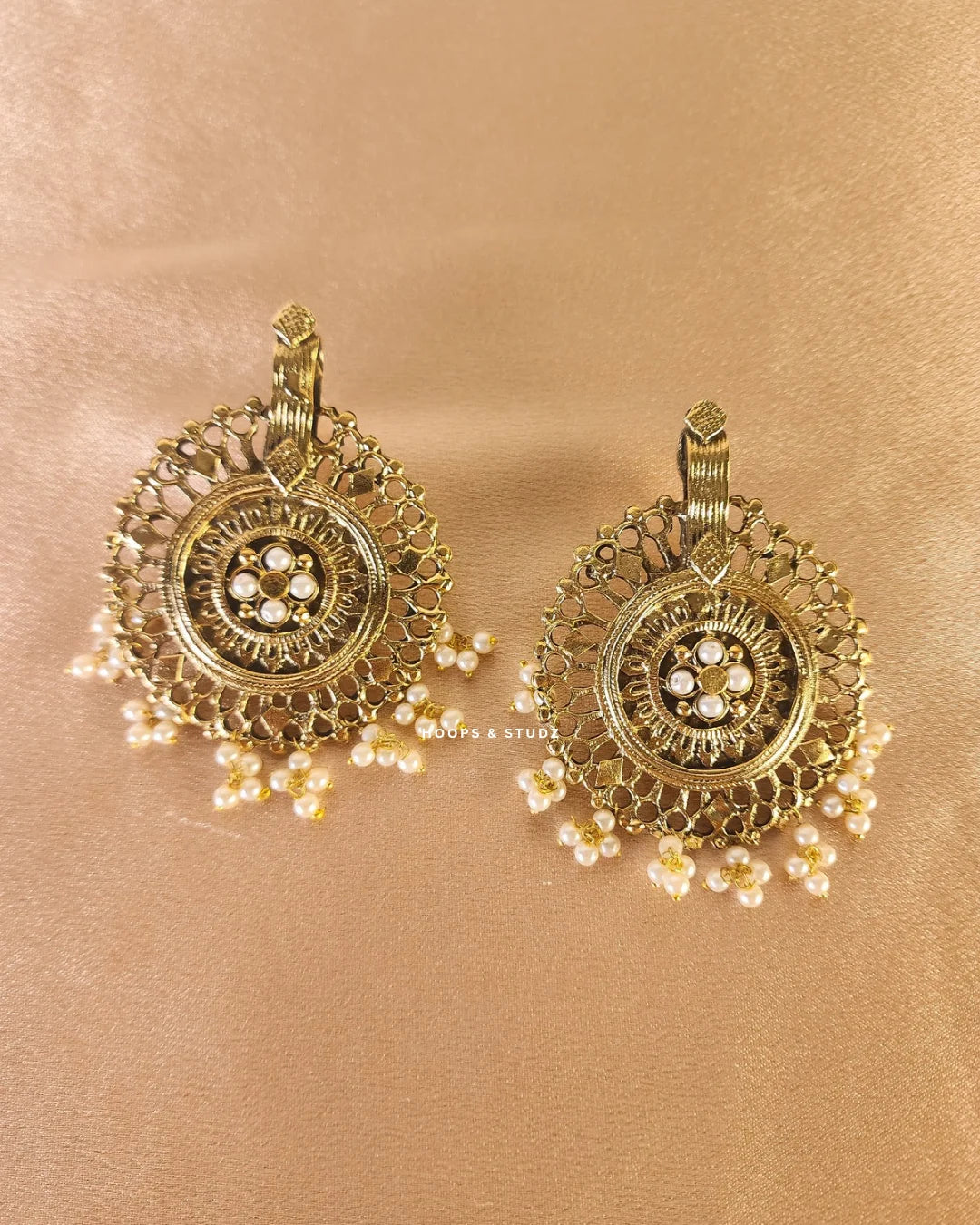 Brekhna Droplet Tribal Earrings - White