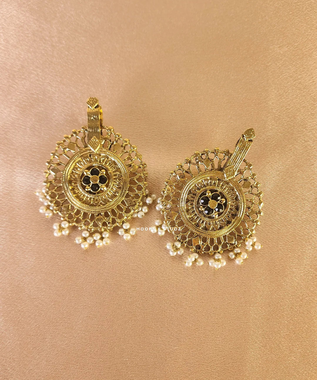 Brekhna Droplet Tribal Earrings - Black