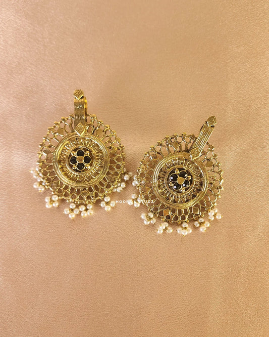 Brekhna Droplet Tribal Earrings - Black
