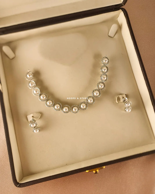 Seepi Pearl Zircon Choker Set