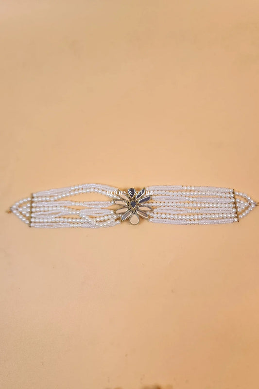 Phool Kundan Choker Jewelry Set- White
