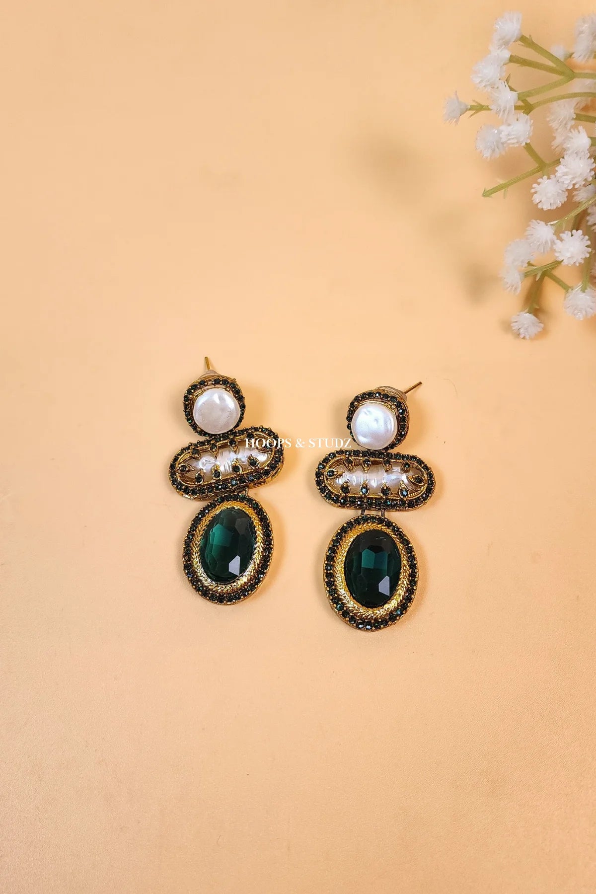 Dur e Shehwar MOP Choker Jewelry Set - Green & White