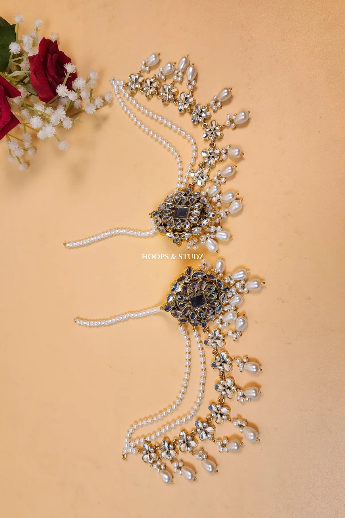 Jamila Farshi Kundan Earrings three layered Sahary