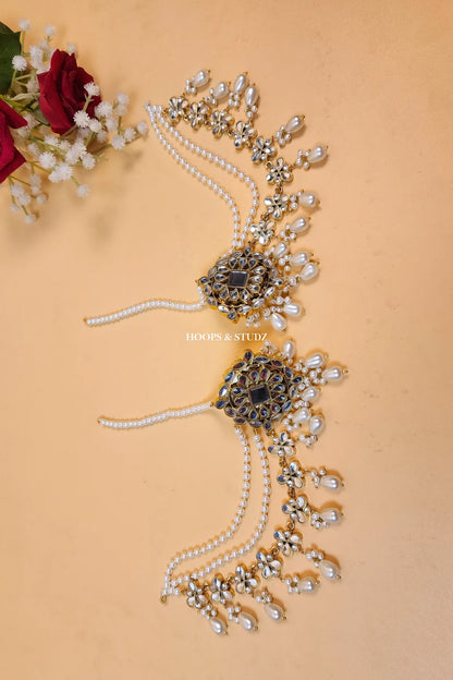 Jamila Farshi Kundan Earrings three layered Sahary