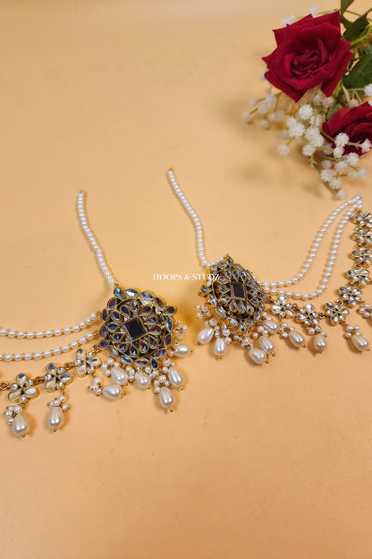 Jamila Farshi Kundan Earrings three layered Sahary