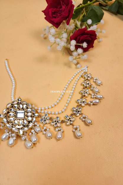 Jamila Farshi Kundan Earrings three layered Sahary
