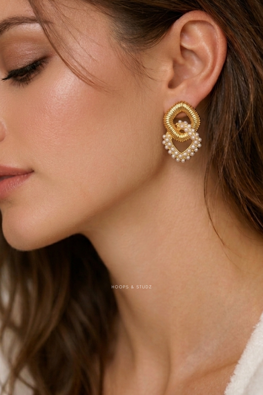 Pearly Loops Earrings Stainless Steel