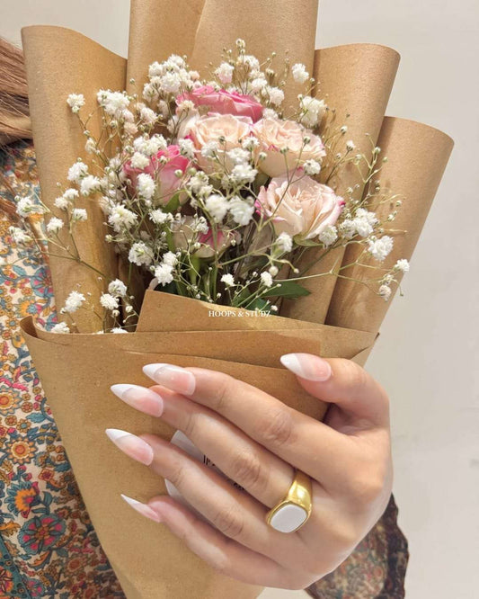 French Almond Press on Nails - N007