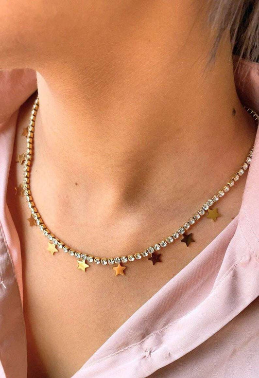 Stars and Galaxy Gold Plated Necklace