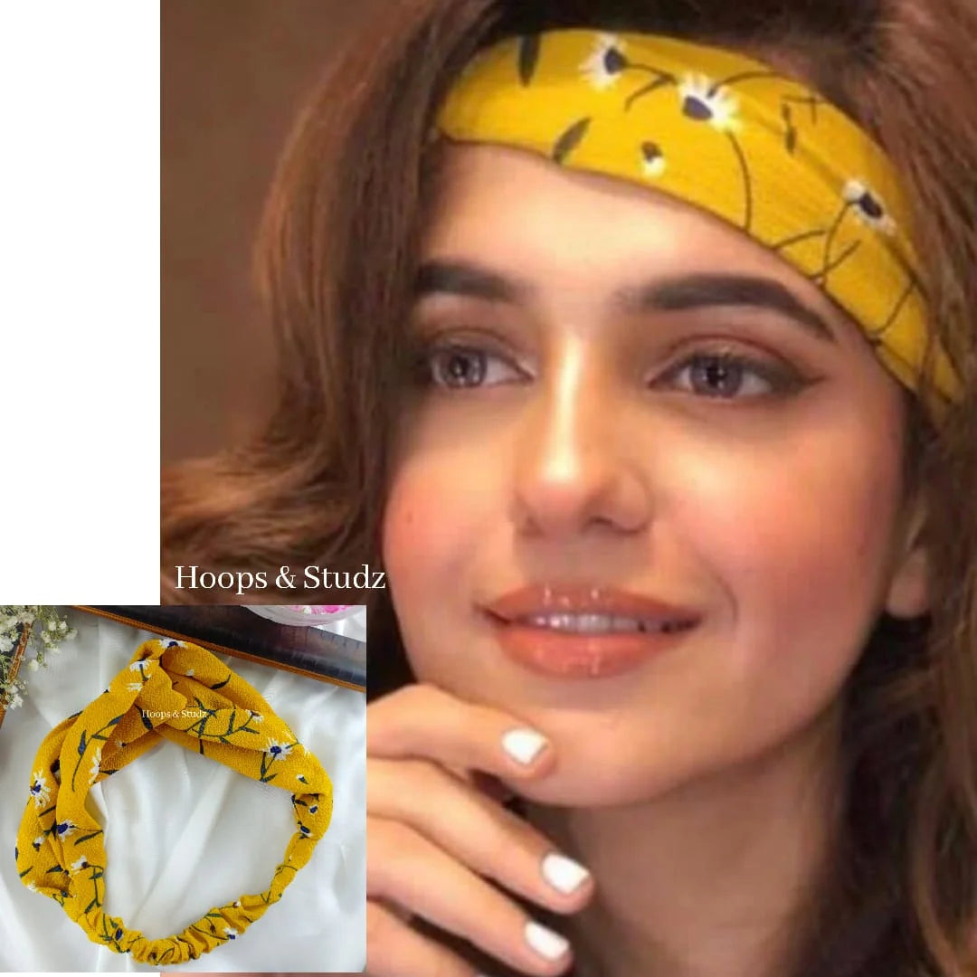 Hair Bandana Yellow Printed